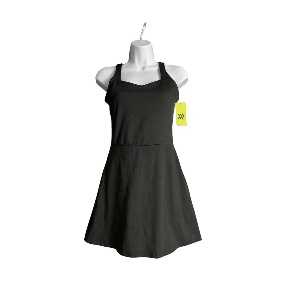 All In Motion Womens Black Activewear Knit Halter Dress Built-In Short Size XS - Picture 1 of 15